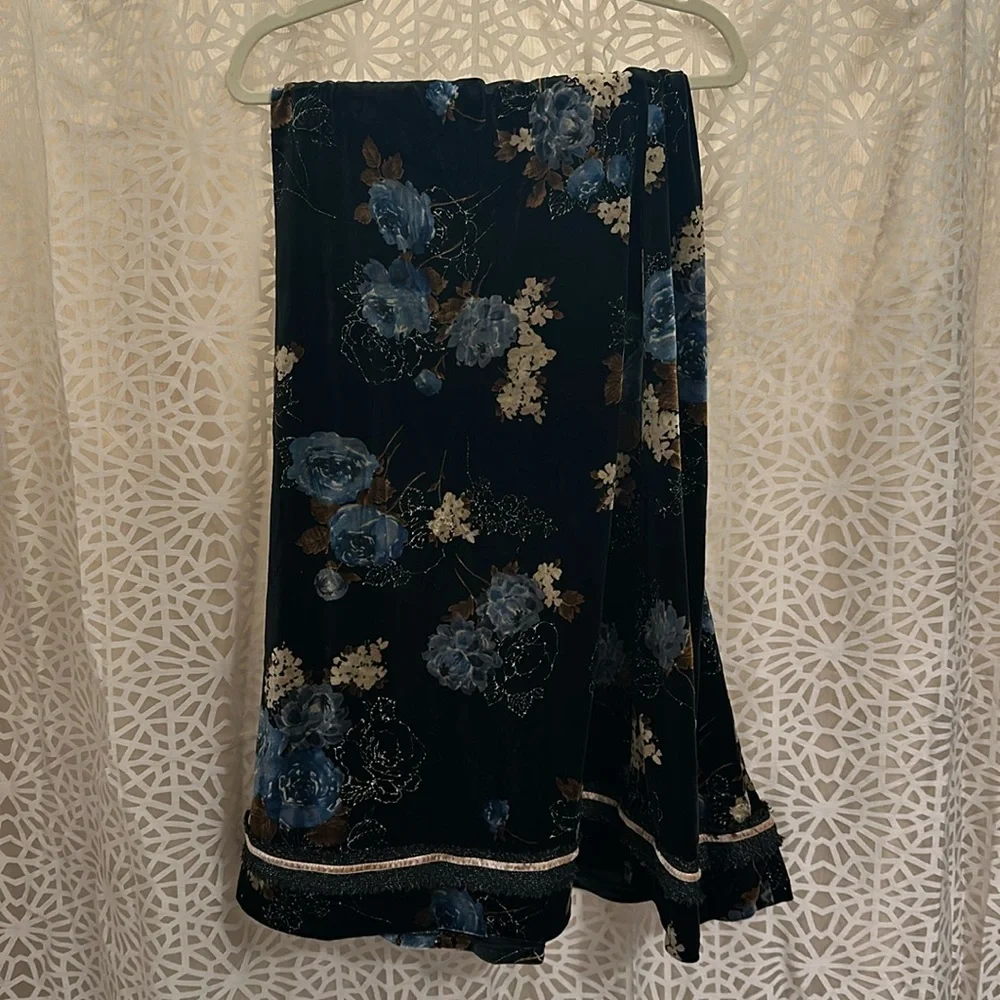 🌙 Vintage Koos Of Course Velvet Floral Maxi Skirt XXL NOS Whimsigoth